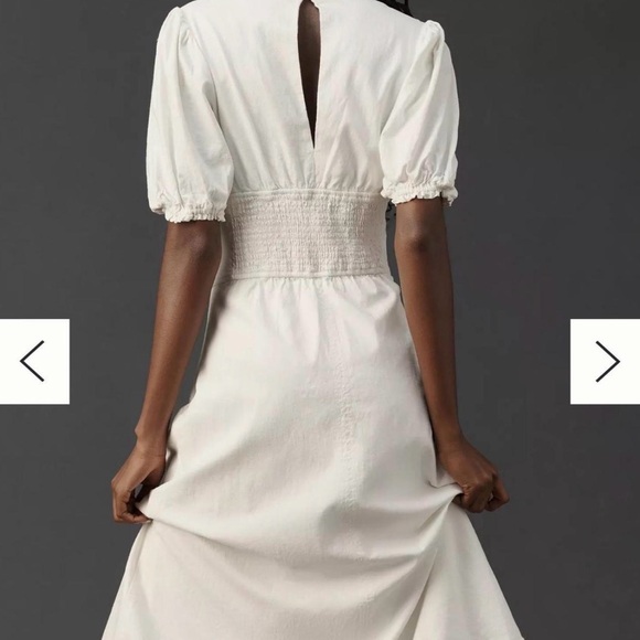 Anthropologie White High-Low Midi Dress with Sweetheart Neckline - Picture 2 of 3